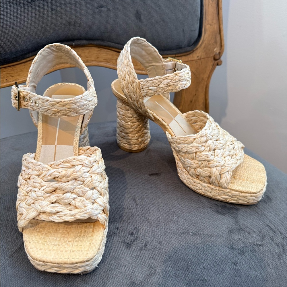 Dolce Vita Asher Braided Platform Heels - Lt Natural Raffia - Picture 6 of 8